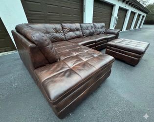 Sofa/Couch Sectional - Brown - Leather - Delivery Available 🚛