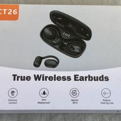 New*👉🏻Open Ear Headphones Wireless Bluetooth Over Ear Hook Sports Waterproof (Silver Lake)