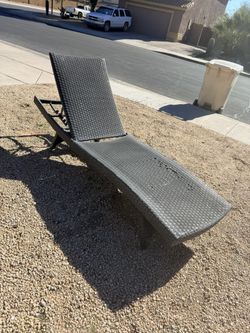 78” Metal and Faux Wicker Adjustable Patio Outdoor Pool Chaise Lounge Chair 