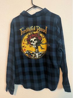 Grateful Dead Obey Flannel Shirt Skull Roses Graphic Size Medium
