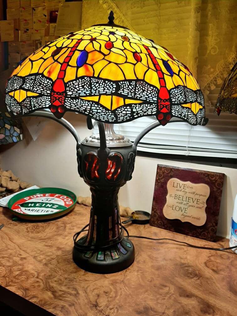 Vintage Tiffany Lamp  Dragon Fly 