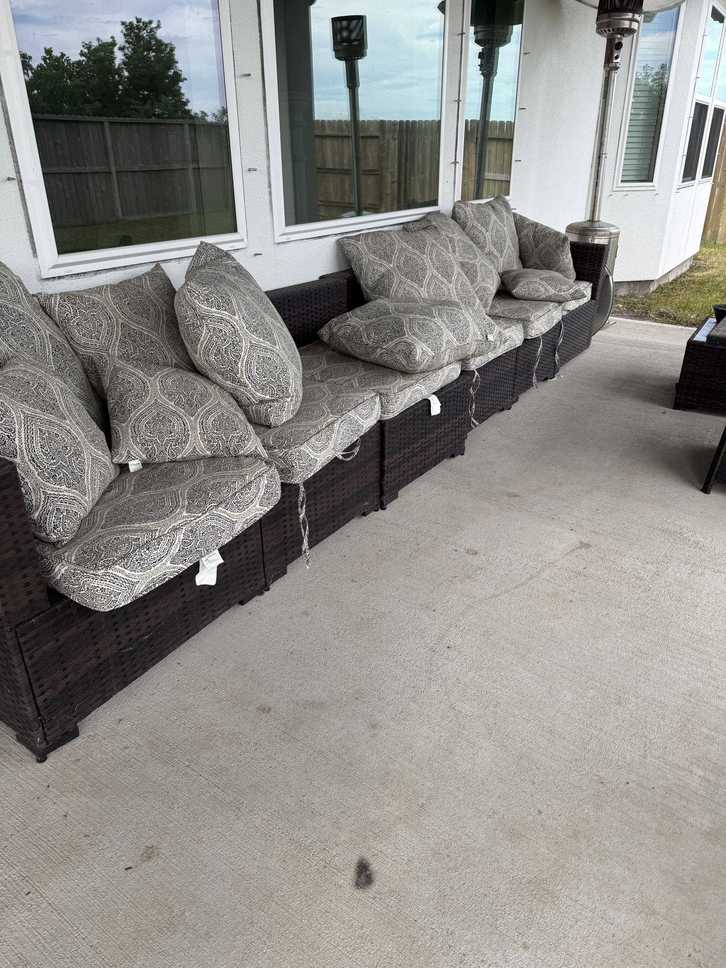 Nice Five Piece Patio Furniture With Fire Table 