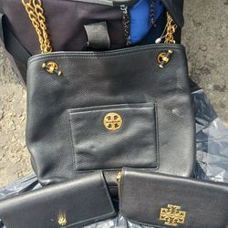 Black Tory Burch Handbag /2 Wallets Included