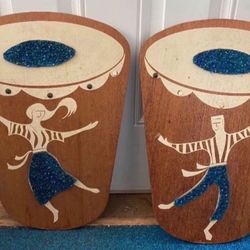 Rare Mid Century Male And Female Calypso Bongo Dancers