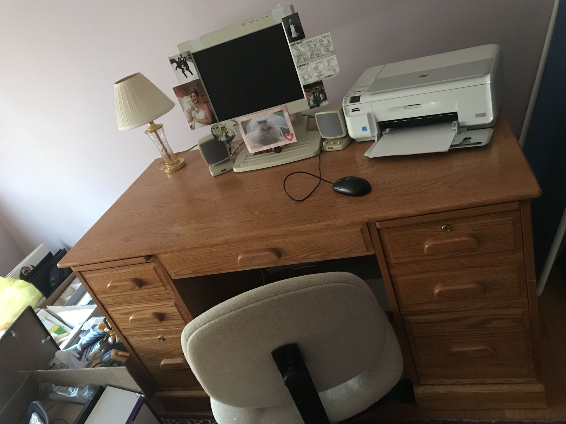 Oak desk with office chair for sale