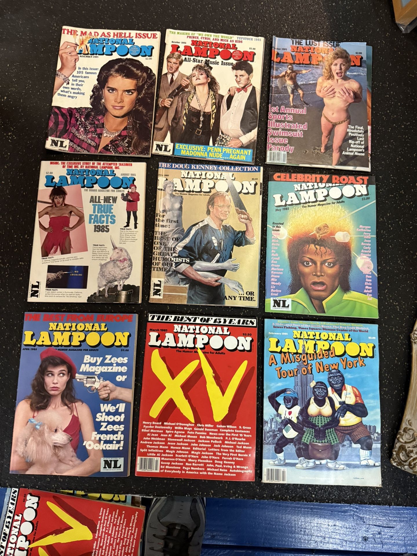 Lot of 9 National Lampoon Magazines From 1985
