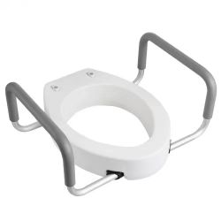 Raised Toilet Seat with Arms, 300 lbs Load Capacity, 3.5-Inch Lift Height, Widened Commode Elevated Toilet Seat Riser with Padded Handles for Seniors,