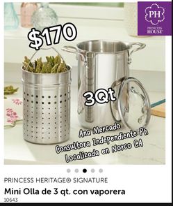 Princess house olla mini vaporerita mini stockpot with steamer basket 3Qt