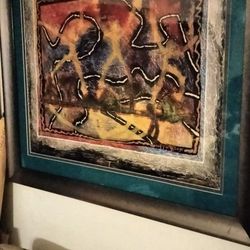 EXPLOSIVE ABSTRACT PAINTING BY CLIFFORD KLUGE LISTED ARTIST..  40x34 ACRYLIC ON LIGHTWEIGHT CANVAS ON BOARD 