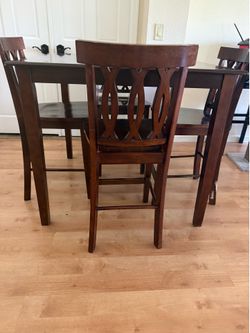 Solid Wood High-Top Dining Set with 4 Chairs - $265 OBO