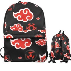 Anime Backpack All Over Print Bookbag Sasuke Itachi Sharingan Akatsuki Red Cloud Laptop Backpack