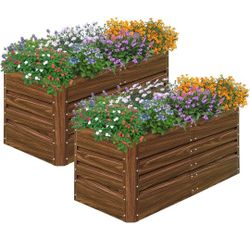 SnugNiture 2 Pcs 4x2x2FT Raised Garden Bed Galvanized Planter Garden Boxes Outdoor, Deep Root Planter Raised Bed for Vegetables Flowers Herbs,Brown
Ov