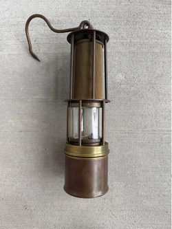 Vintage German Miner’s Benzine Safety Lamp c. 1950s Duran 50 Schott & Gen. Mainz Brass