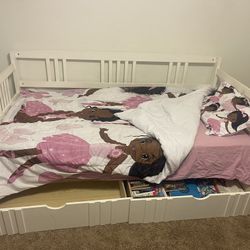 Twin Bed with mattress, Kid Chair with foot rest, Night stand