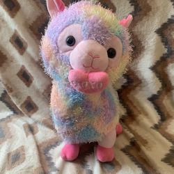 Kellytoy Valentine Tie Dye Furry Llama Plush Animals 16”