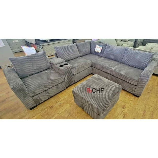 Corduroy Sectional Sofa With Ottoman - March Sale !