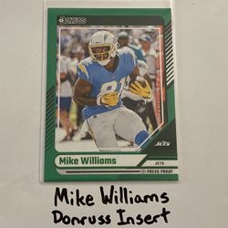 Mike Williams New York Jets WR Donruss Short Print Insert Card. 