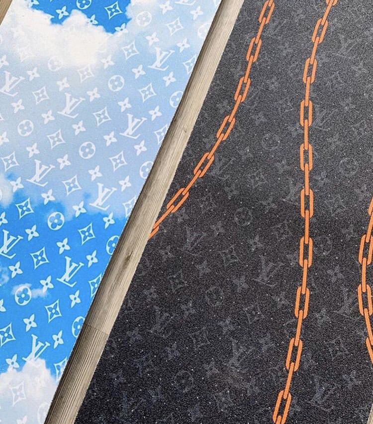 Louis Vuitton Clouds & LV Off-White chain Skateboard griptape