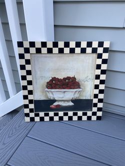 Framed Artwork Bowl Of Strawberries 