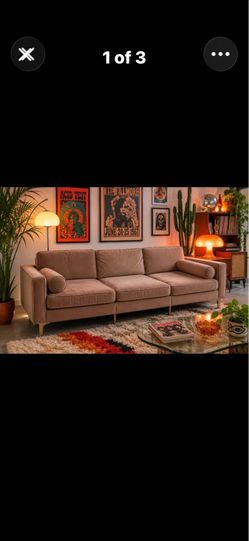 Reconfigurable Mid-Century Modern Velvet Sofa with Bolster Pillows