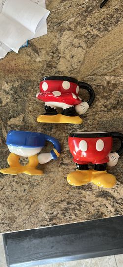 Donald Duck, Mickey Mouse and Minnie, mouse coffee mugs