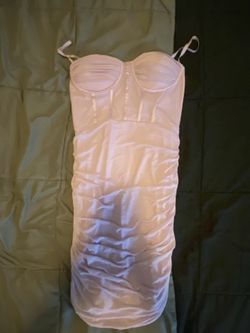White ruched mini dress with corset top size L