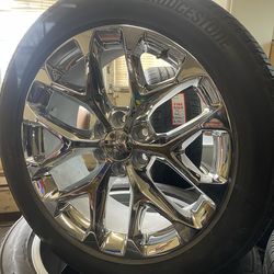 22” Chevy Snowflake Factory Wheels and Tires 6Lug