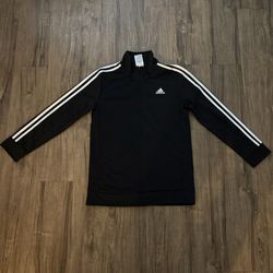 Adidas black and white 3 stripe pullover