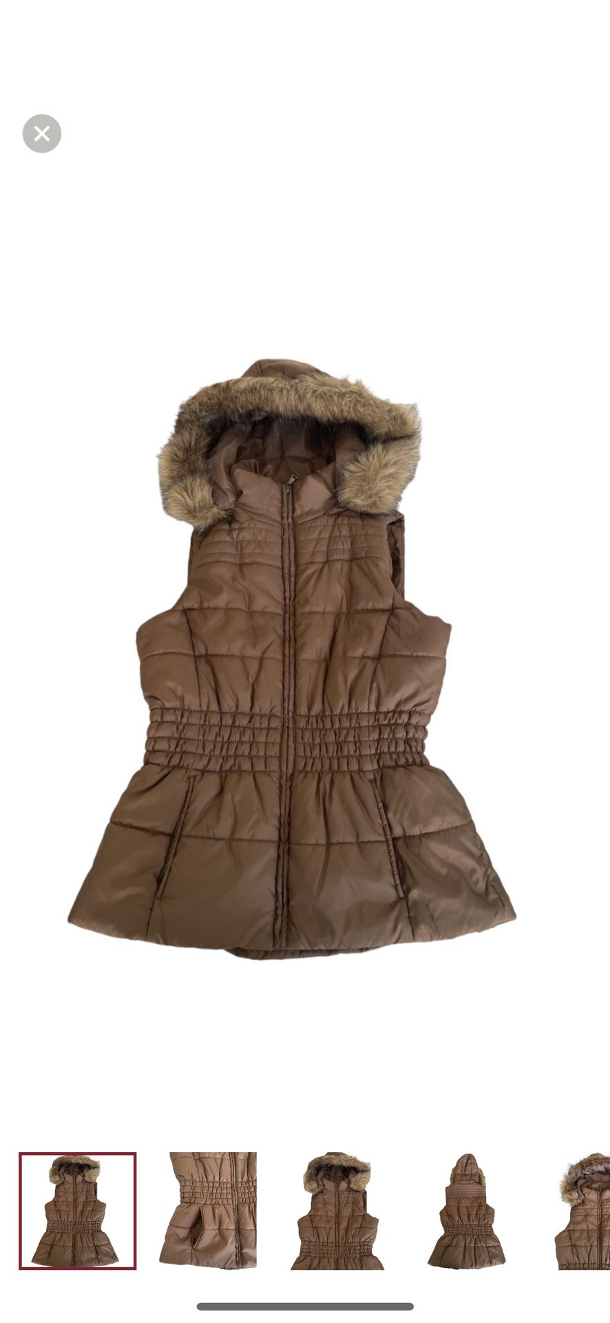 New York And Company Womens Brown Puffer Quilted Vest Size M