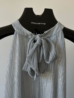 New Silver Blouse Worthington With Ties On The Neck Size L New With Tag