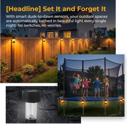 6 pcs Solar Outdoor Fence Wall Lights