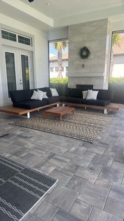 Teak wood patio sectional
