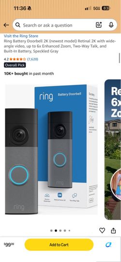 Ring Battery Doorbell 2K newest model