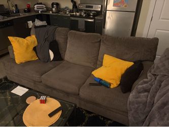 Grey Couch with Queen Mattress Sleeper