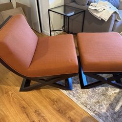 American Leather Chair + Ottoman