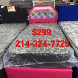 Twin beds with mattress