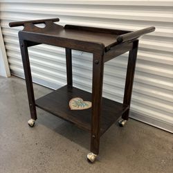 Vintage Wooden Bar Cart, Removable Tray