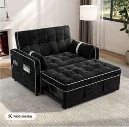 Black Velvet Pull-Out Sleeper Sofa