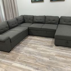 Dark Grey Micro-Fiber 3-Piece Sectional Sofa