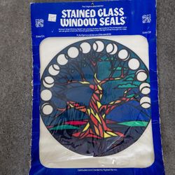 Vintage New Stained Glass Window Seal Cling Tree of Life