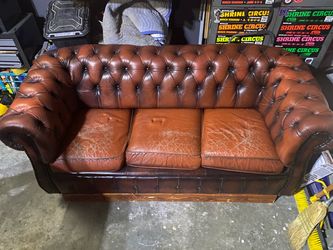 Vintage Brown Leather Chesterfield Sofa
