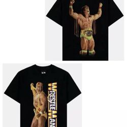 Hulk Hogan X Ultimate Warrior WrestleMania Black T Shirt Mens Medium New WWE