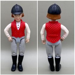 Vintage Fisher Price Loving Family Stable Home Dollhouse Western Horse Rider Girl Doll Red Vest  