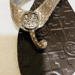 Tory Burch Snakeskin Silver Flip Flop 