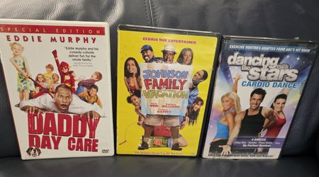 3 DVDs: Daddy Daycare, Johnson Family Vacation, Dancing with the Stars Cardio