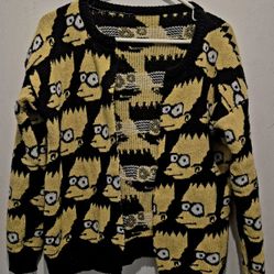The Simpsons Bart Simpson Self Made Cardigan Cut SZ Medium 
