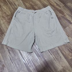 Zara Mens Large USA Size Tan Beige Khaki color Cotton Pocketed Drawstring Knitte