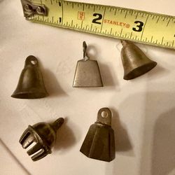 Set Of 5 Mini Brass Vintage Bells