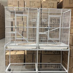 Extra Large Double Center Divider Flight Bird Cage With Rolling Stand