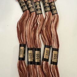 DMC Embroidery Floss Color 105: Variegated Tan/Brown - Lot of 5 New 